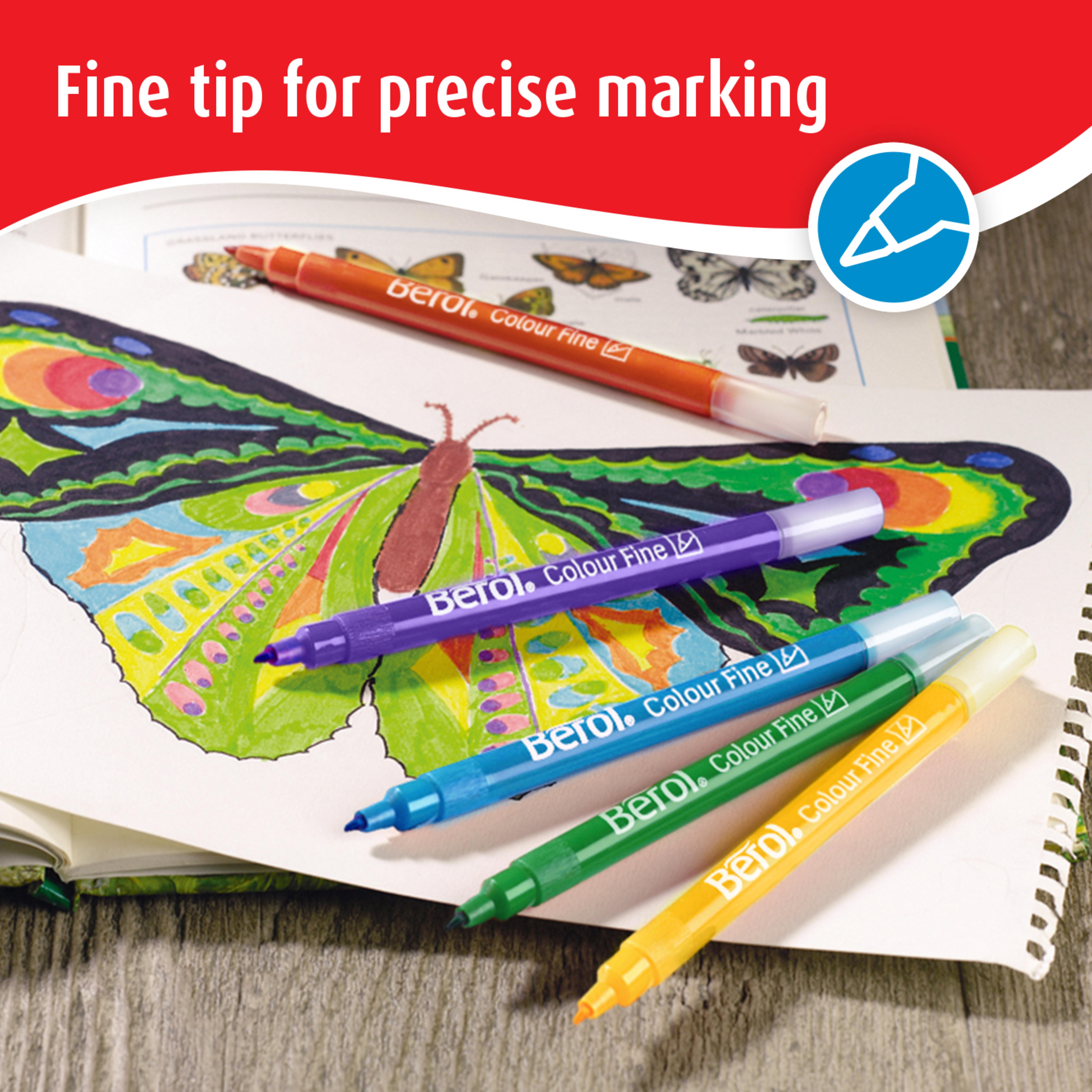Berol Colourfine Pens 12 Assorted